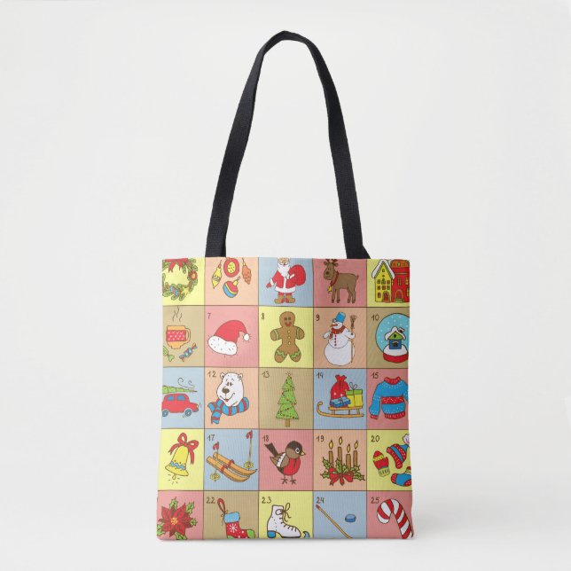 Bolsa Tote Advento de Natal: Coleção de Elementos de Portas (Frente)
