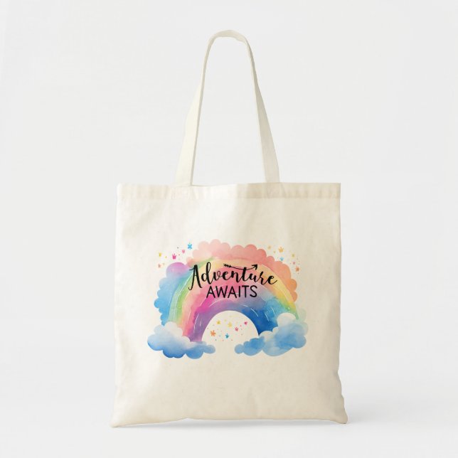 Bolsa Tote Adventure Awaits Colourful Rainbow  (Frente)
