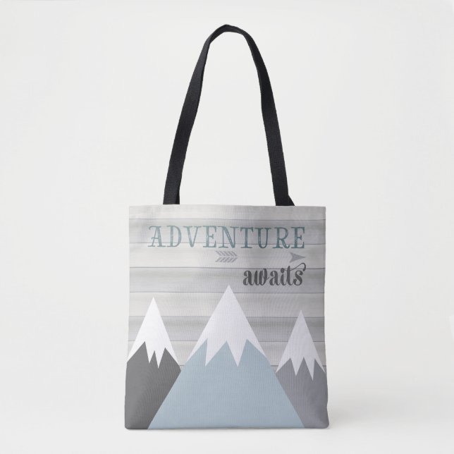 Bolsa Tote Adventure Awaits Mountain Wooden (Frente)