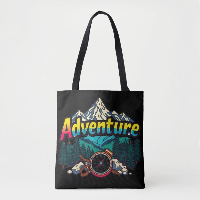Bolsa Tote Adventure Mountain – Outdoor Hiking Nature Design  (Frente)