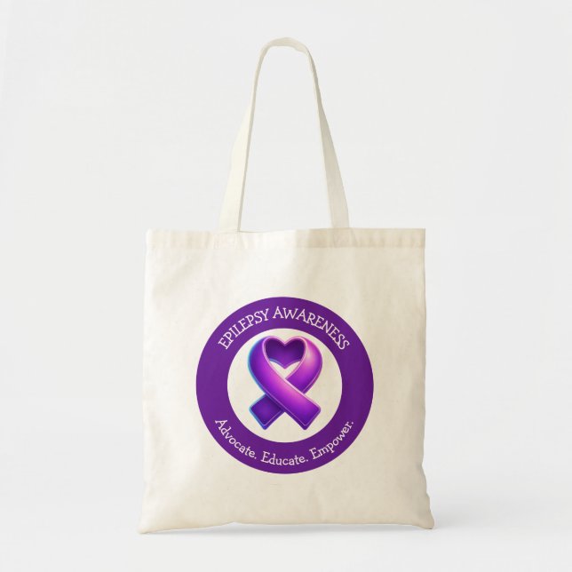 Bolsa Tote Advocate. Educate. Empower.| Epilepsy Awareness (Frente)