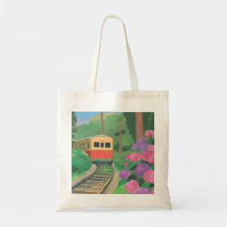 Bolsa Tote Aesthetic Train & Flowers Wall Art | Vintage Natur