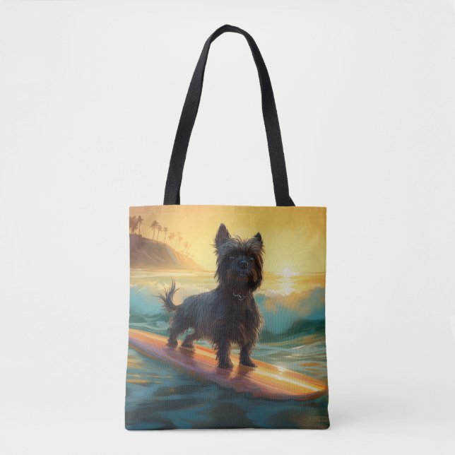 Bolsa Tote Affenpinscher Beach Surfing Painting (Frente)