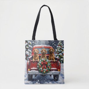 Bolsa Tote Afghan Hound Natal Caminhão Vermelho Férias