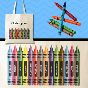 Bolsa Tote Afirmação Crayon para Crianças Escola Motivacional