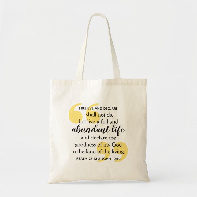 Bolsa Tote Afirmação Cristã Positiva ABUNDANTE LIFE (Frente)