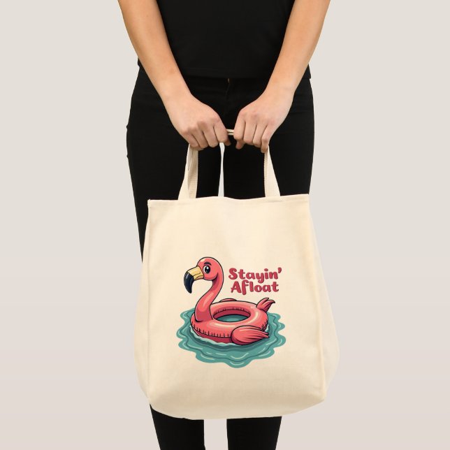 Bolsa Tote Afloat Funny Flamingo Piscina Float Retro (Frente (produto))