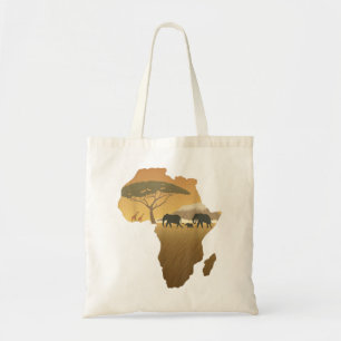 Bolsa Tote África - Mapa de Elefantes - Pai Sul - Cinco Saf G