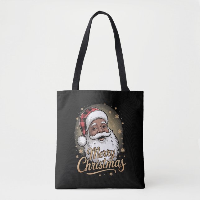 Bolsa Tote African American Christmas Pajamas Santa Claus  (Frente)