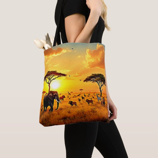 Bolsa Tote African Sunset Safari Majestade Design (Close Up)