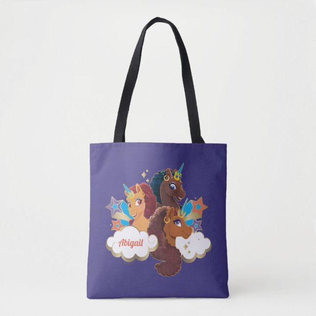 Bolsa Tote Afro Unicorn "Made of Magic" Trio Design (Frente)