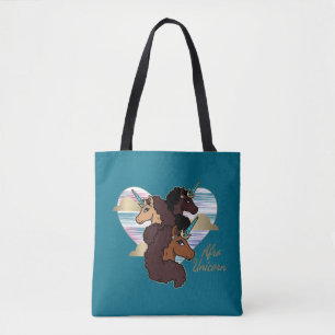 Bolsa Tote Afro Unicorn Trio Heart Design