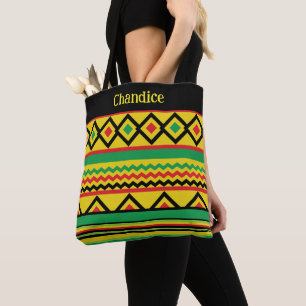 Bolsa Tote Afroafricano Kente Geométrico Negrito