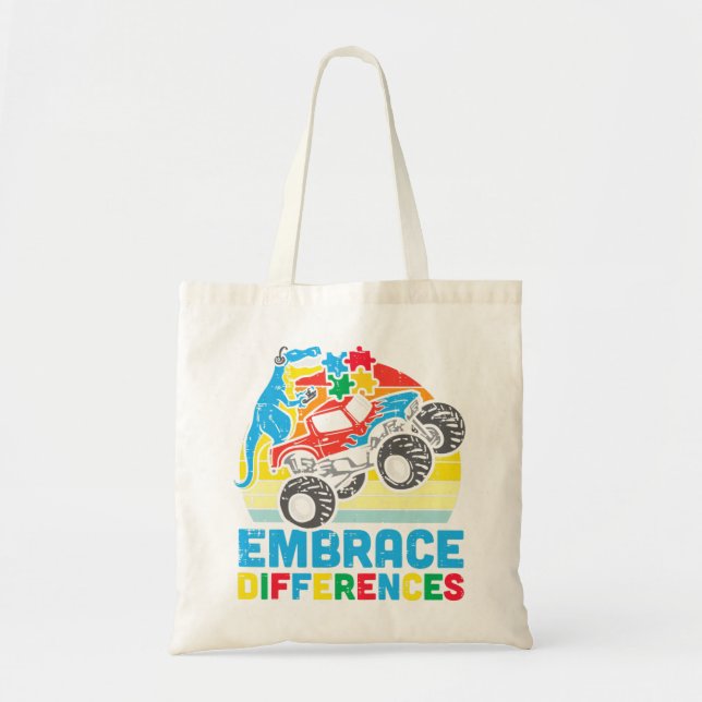 Bolsa Tote Agarre este bonitinho monstro do Trex que se encra (Frente)