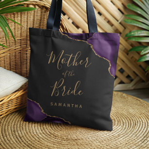 Bolsa Tote Ágata Dourada Roxa Mãe da Noiva Escura