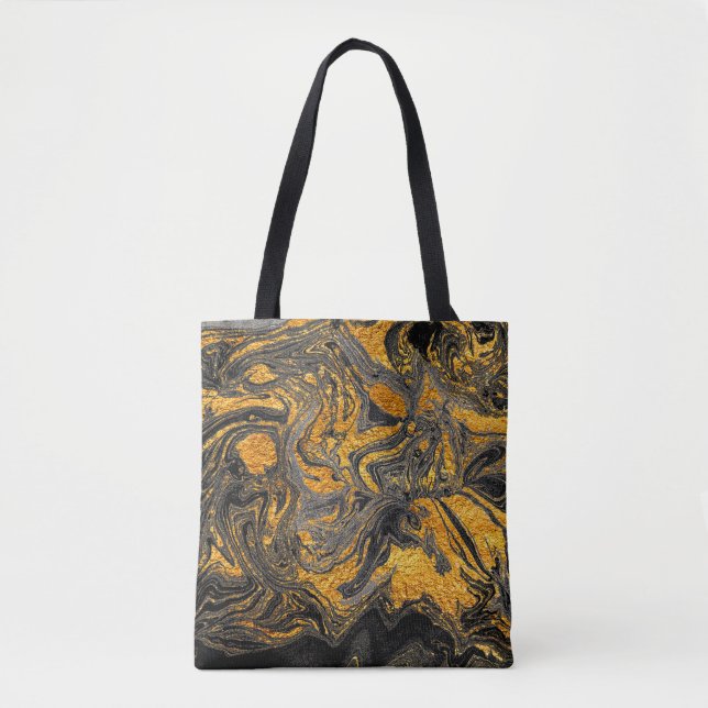 Bolsa Tote Agate Crystal. Suminagashi Moderno Futuro. Swir (Frente)