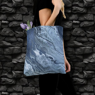 Bolsa Tote Agato Azul Cristalizado Pedra Derramada Marmoriz