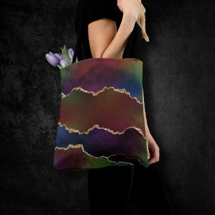 Bolsa Tote Agato Escuro Intenso Moody Rainbow Jewel Tone