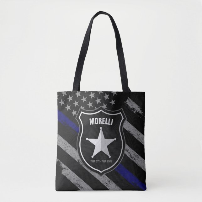 Bolsa Tote Agente de Polícia de NOME Personalizado Xerife Pav (Frente)