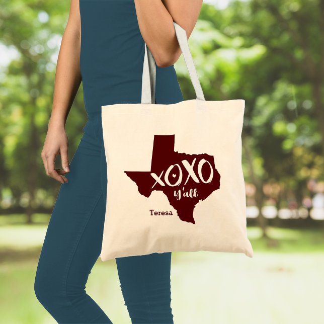 Bolsa Tote Aggies Maroon XOXO, Y'all - Forma do Estado do Tex (Criador carregado)