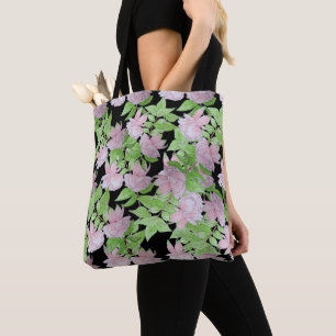 Bolsa Tote aglomerados de flores bonito cor-de-rosa e folheto