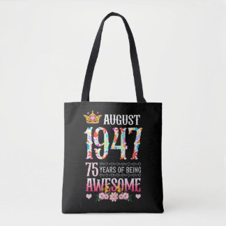 Bolsa Tote Agosto de 1947 75º Aniversário 75 Anos
