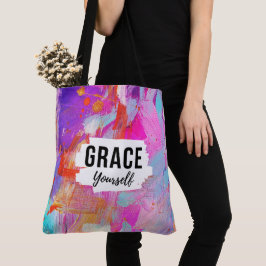 Bolsa Tote Agraceie-se Inspiração Abstrata Rosa para Mulheres