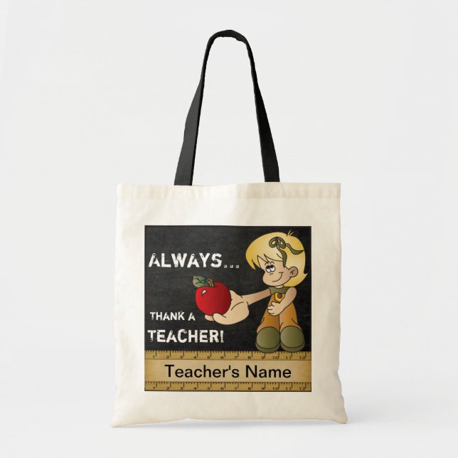 Bolsa Tote Agradeça sempre a um texto do professor | DIY (Frente)