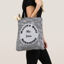 Bolsa Tote Agradecimento à Babá Mármore Prata Obrigado