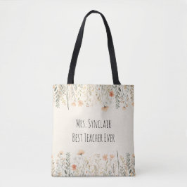 Bolsa Tote Agradecimento ao Professor de Flor Silvestre Rosa 