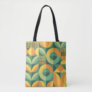 Bolsa Tote Agricultura de Vintagem Geométrica Escandinava