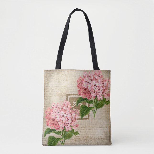 Bolsa Tote Agrupamentos de Hortênsias Rosa II (Frente)