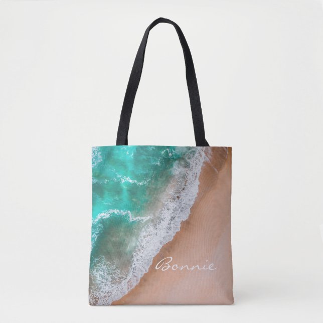 Bolsa Tote Água do oceano de praia no verão tropical de areia (Frente)