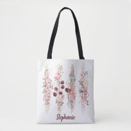 Bolsa Tote Água-Forte de Flor de Cerejeira, Adicionar Nome