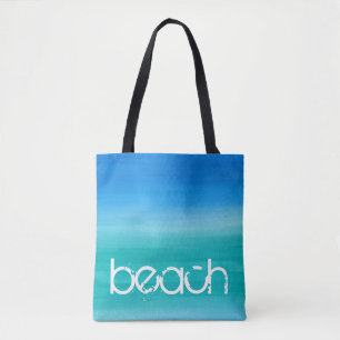 Bolsa Tote Água-forte de Praia Oceano Azul Verde