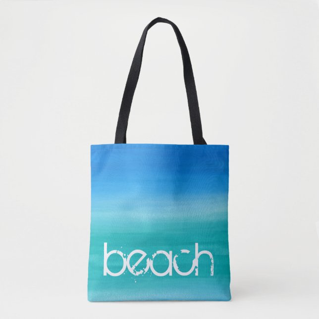 Bolsa Tote Água-forte de Praia Oceano Azul Verde (Frente)
