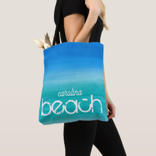 Bolsa Tote Água-marinha Personalizada de Praia Oceano Azul Ve