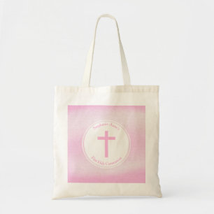Bolsa Tote Aguarela cor-de-rosa do comunhão