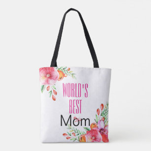 Bolsa Tote Aguarela da mamã do mundo dia das mães floral da