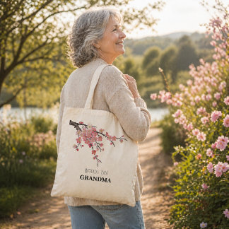 Bolsa Tote Aguarela floral da Melhor Avó do Mundo 