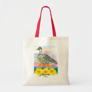 Bolsa Tote Aguarela havaiana do pássaro de estado de Nene do