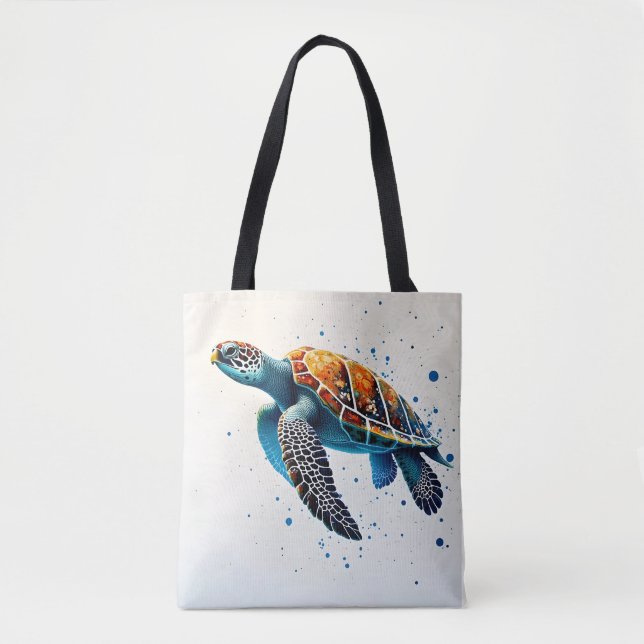 Bolsa Tote Águas Calmas: Celebrar Tartarugas do Mar com ocean (Frente)