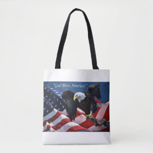 Bolsa Tote Águia Americana Patriótica Deus Abençoa a América 