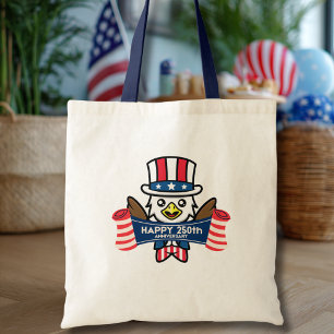 Bolsa Tote Águia Americana Patriótica Feliz 250º Aniversário