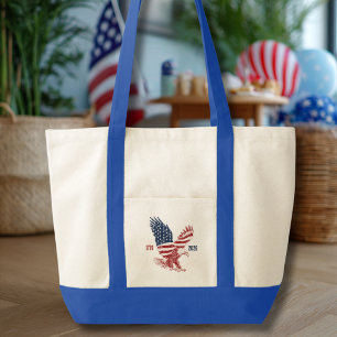 Bolsa Tote Águia Americana Patriótica Feliz 250º Aniversário