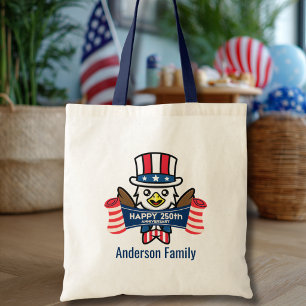 Bolsa Tote Águia Americana Patriótica Feliz 250º Aniversário