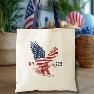 Bolsa Tote Águia Americana Patriótica Feliz 250º Aniversário