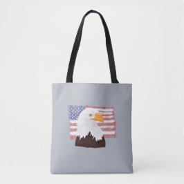 Bolsa Tote Águia Bald Americana e Bandeira - transparente nas