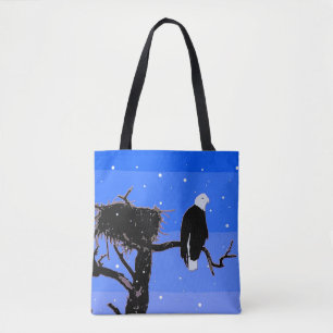 Bolsa Tote Águia Balda no inverno - Arte original sobre a vid
