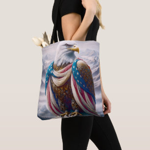 Bolsa Tote Águia caida com lágrima e bandeira americana